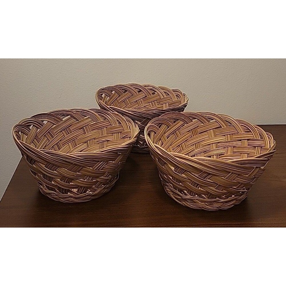 Vintage Farmhouse Country Hand Woven Decor Storage Basket Boho Set Of 3